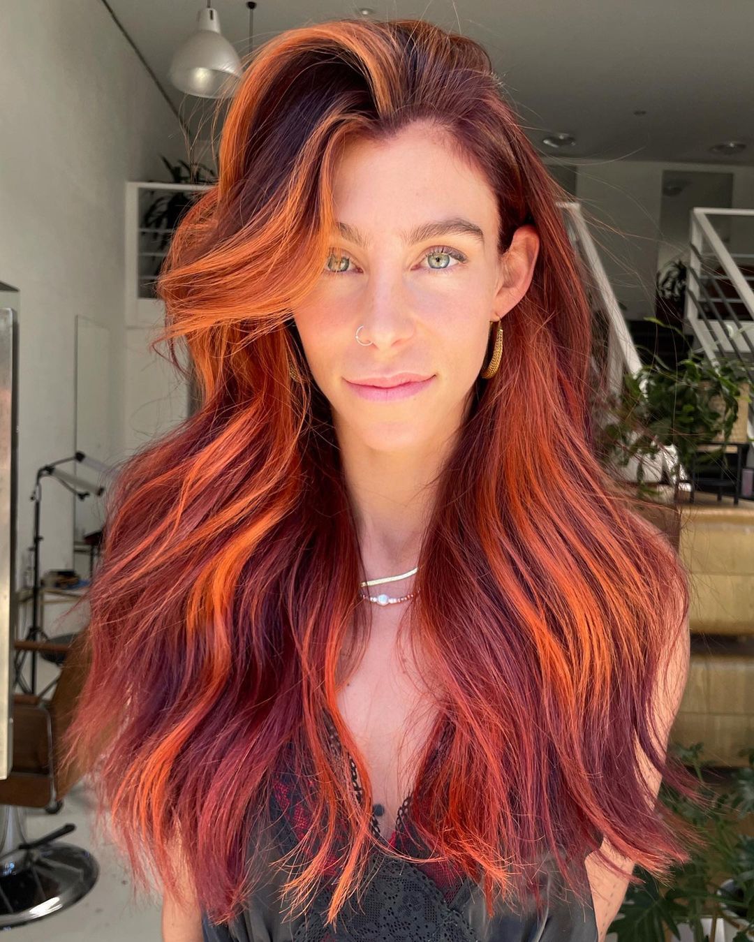 Long Copper Red Thick Hair