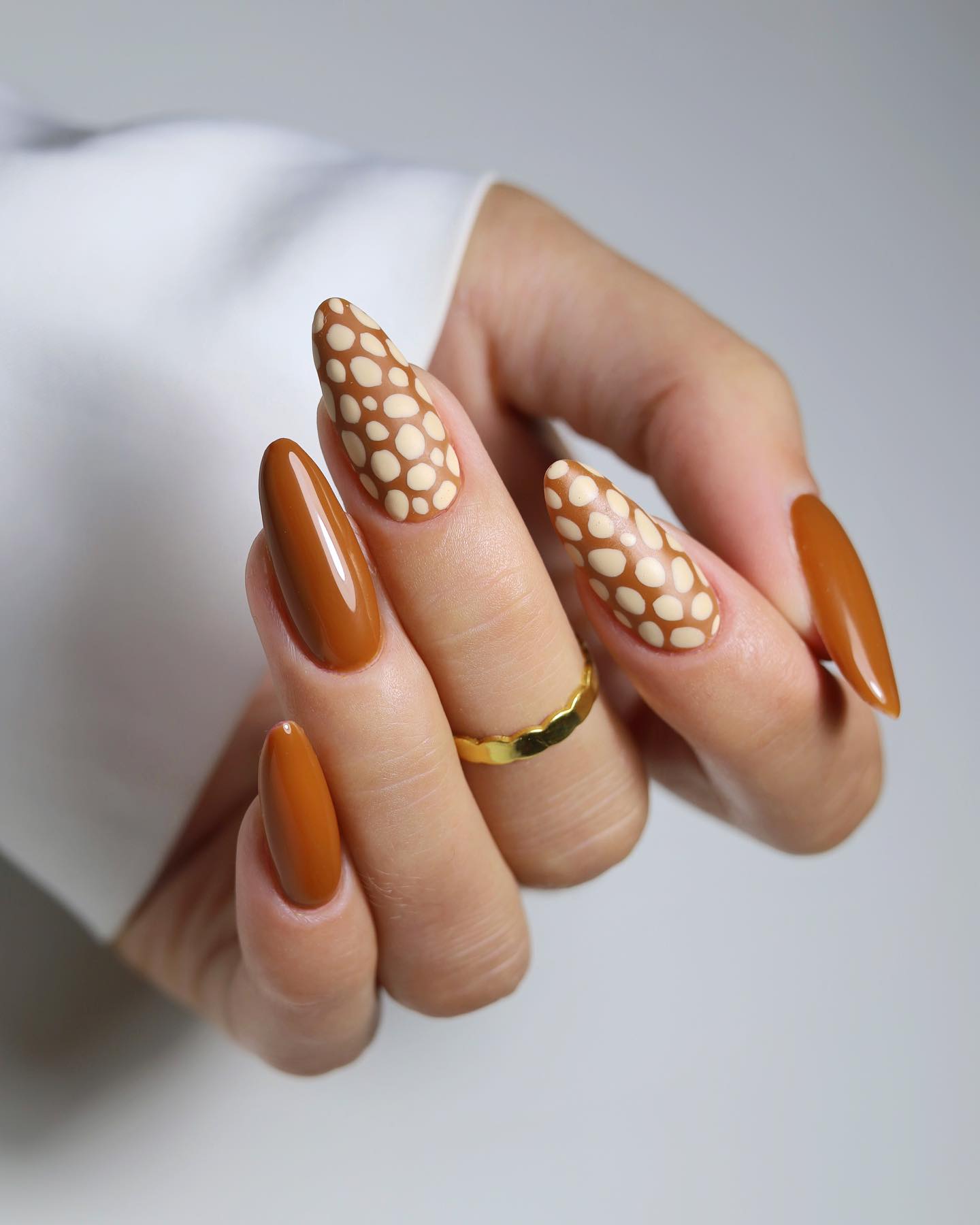 Long Round Burnt Orange Nails