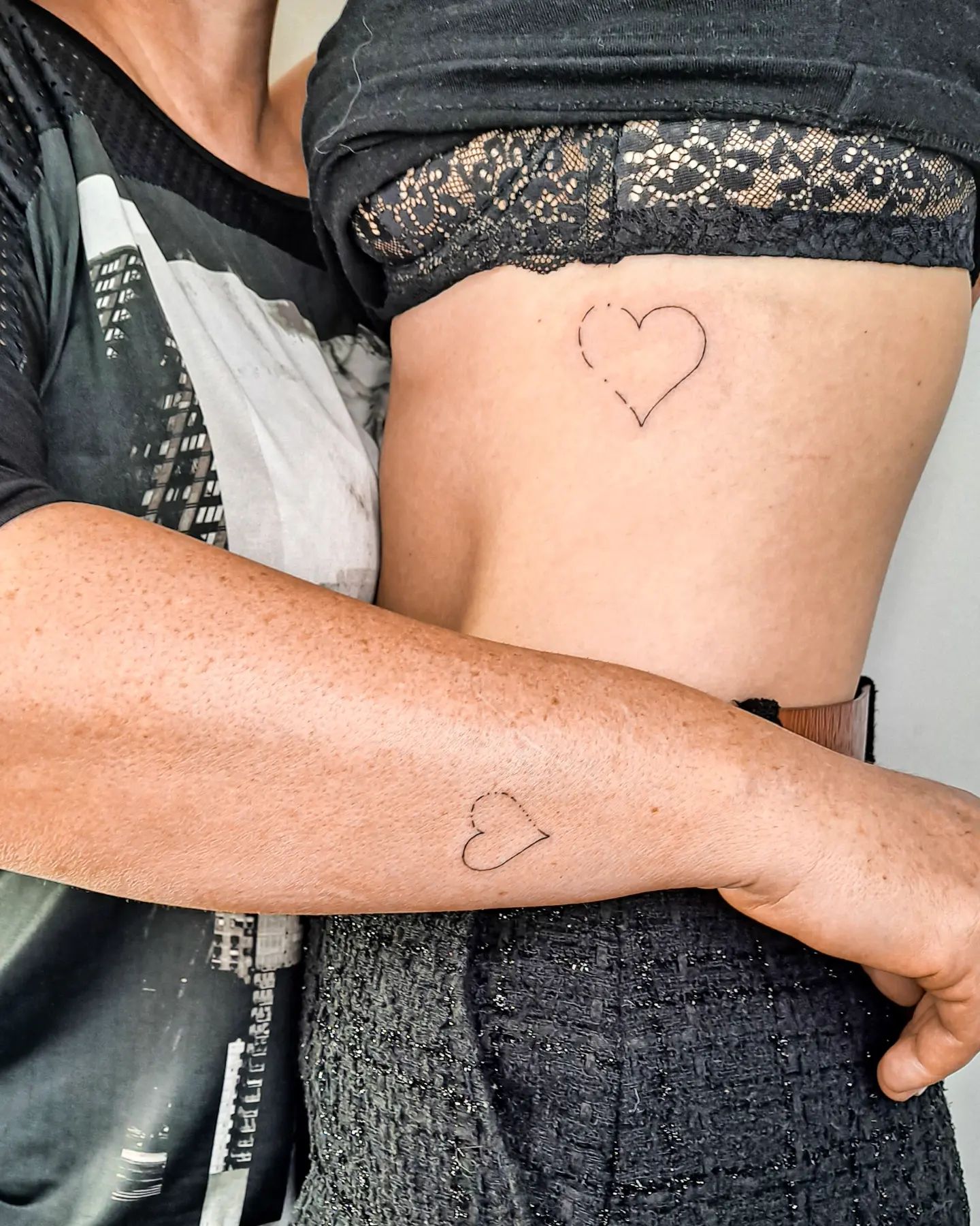 Matching Mother-Daughter Heart Tattoos