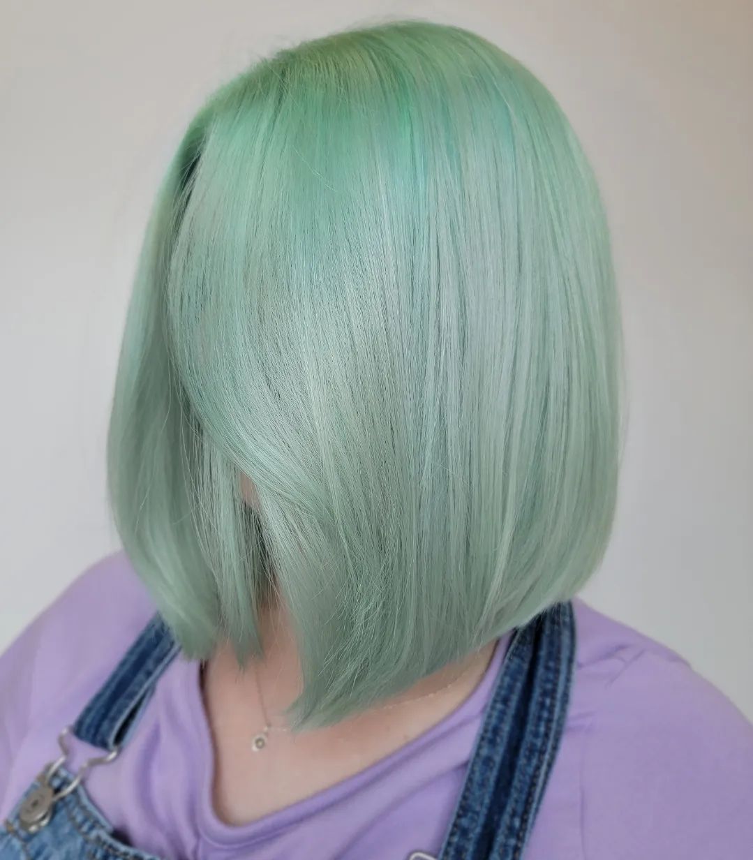 Mint Green Hair Color on Bob Cut