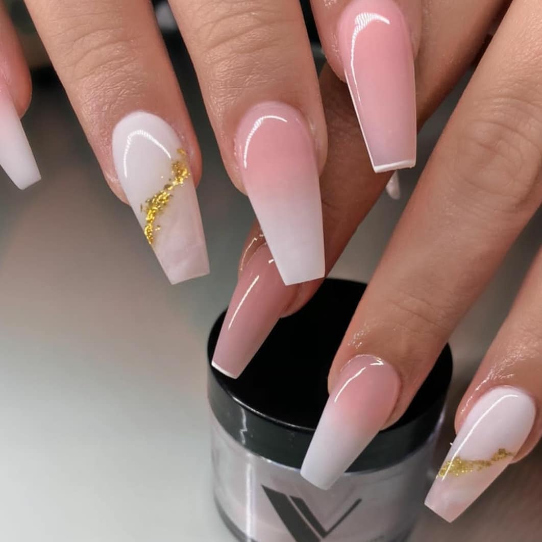 Nude ombre nail style with light to dark transition