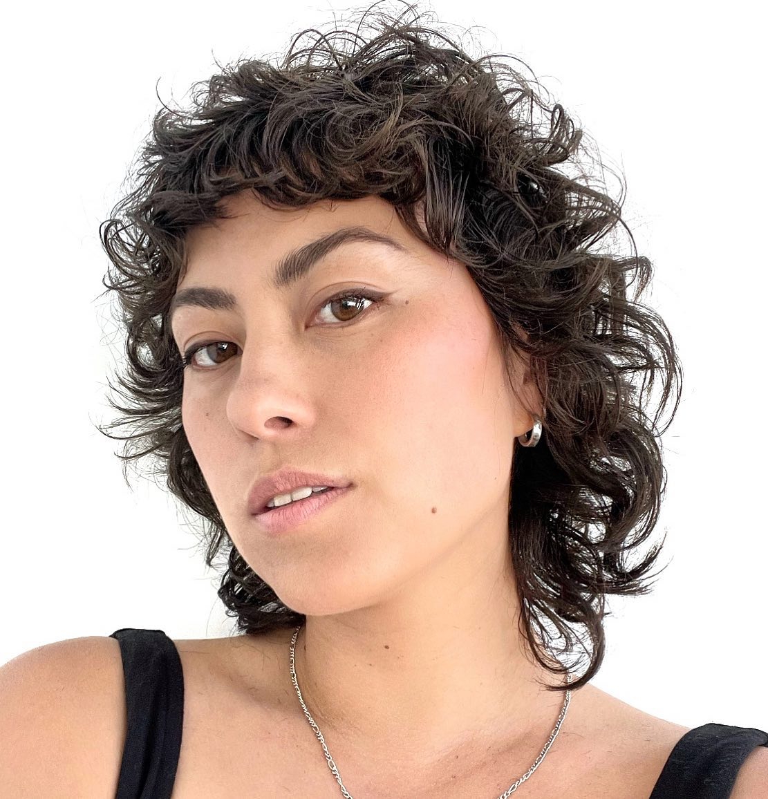 Short Cut With Micro Bangs For Curly Hair