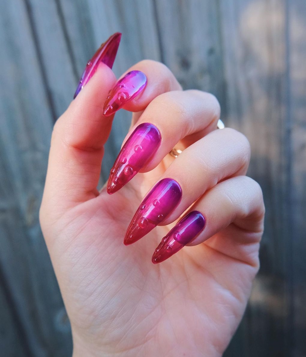 Acrylic Dark Pink Stiletto Nails