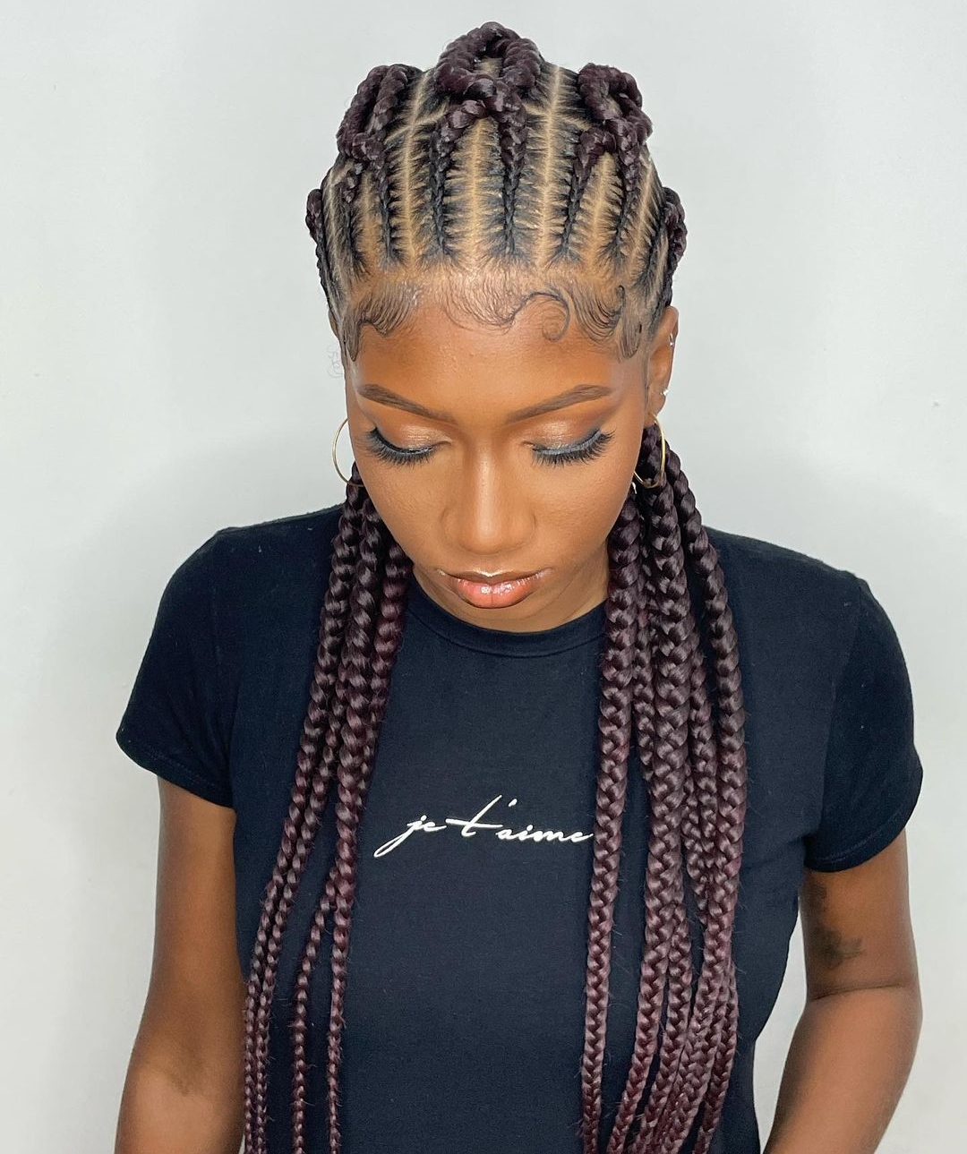 Cross Stitch Braids on Long Hair