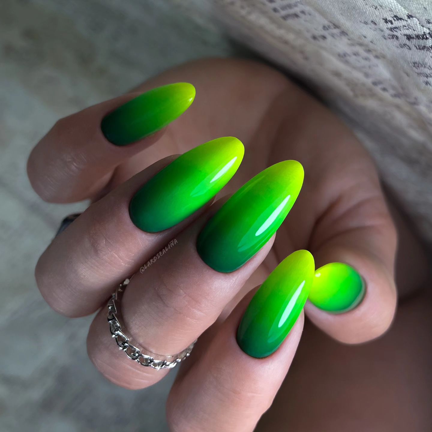 Dark to Light Green Ombre Nails
