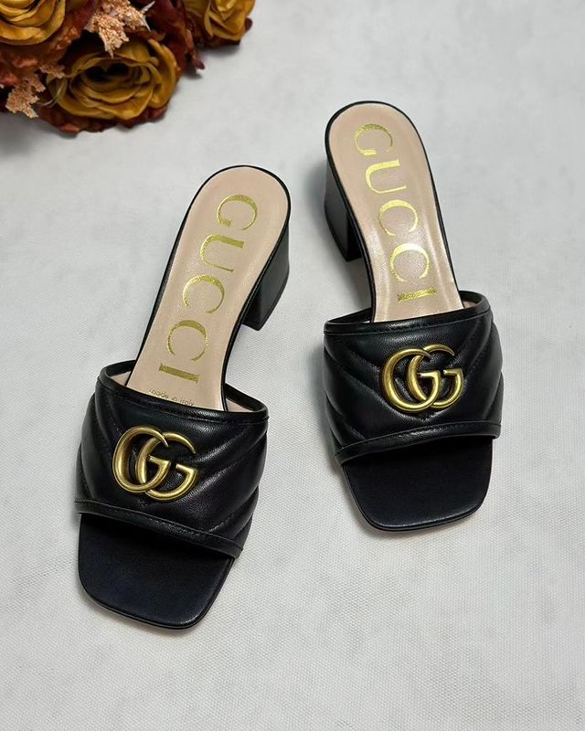 Gucci Black Summer Flip Flops with Heels