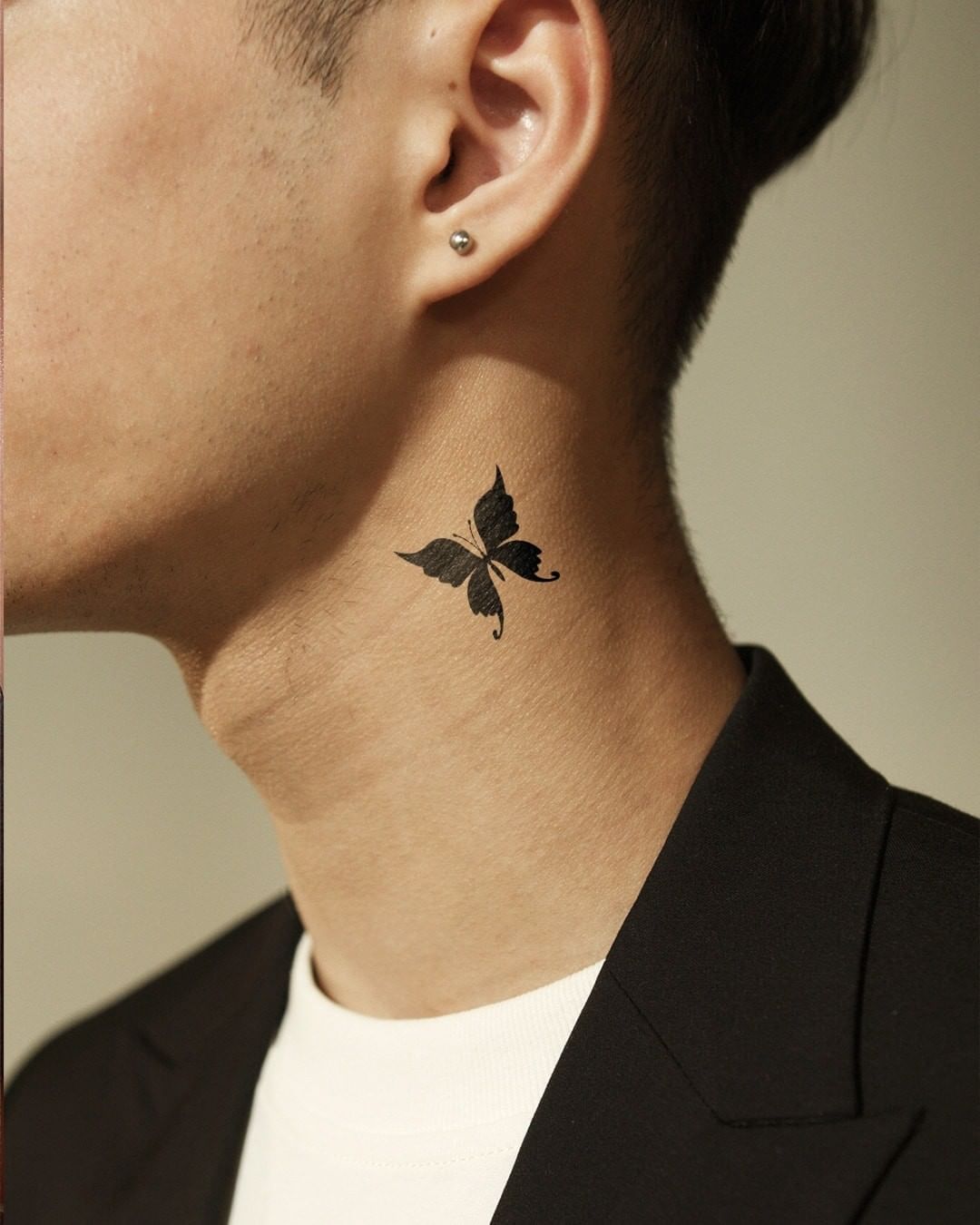 Mini Butterfly Temporary Tattoo on Neck