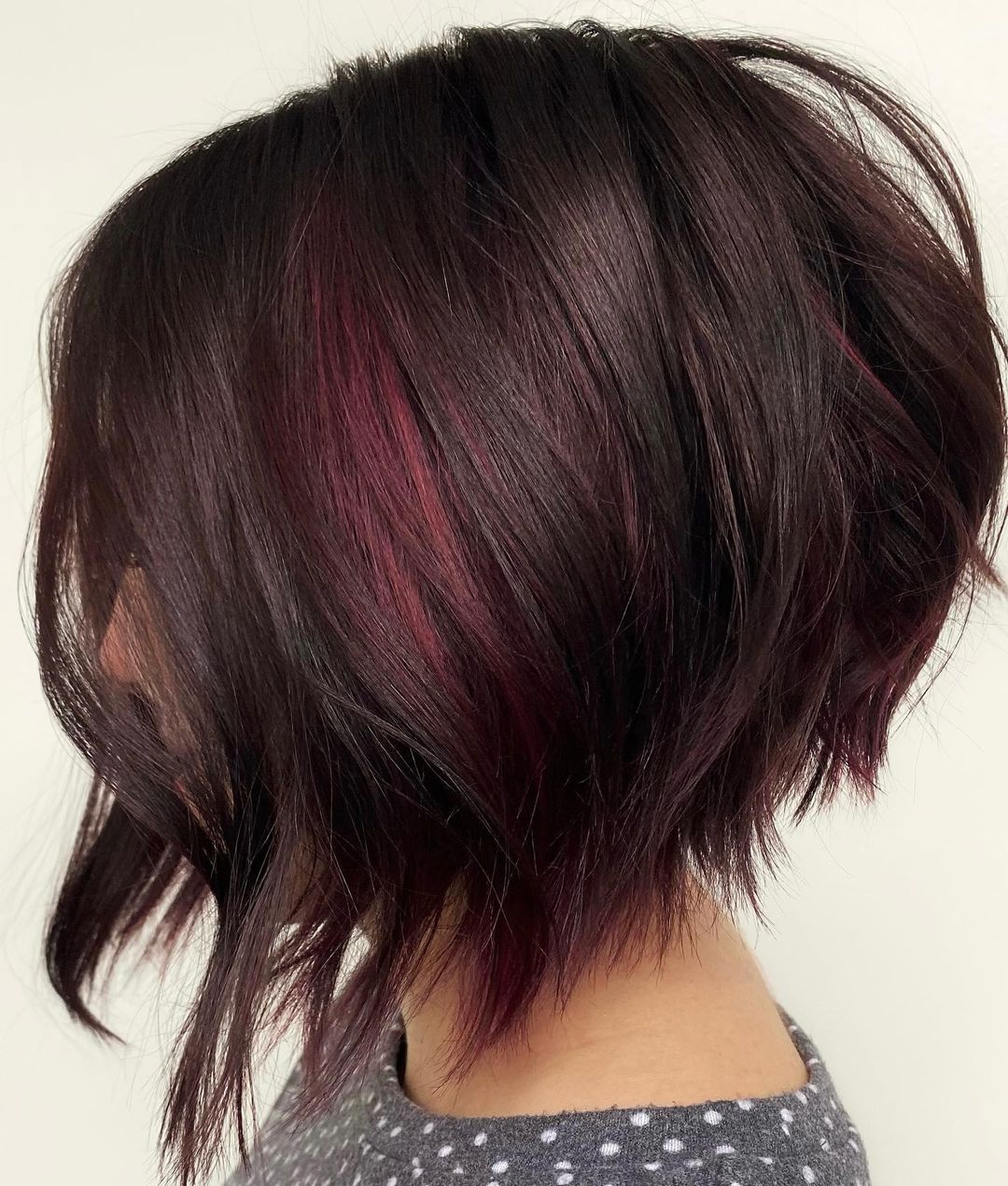 Mulberry Color on Short Bob Haircut