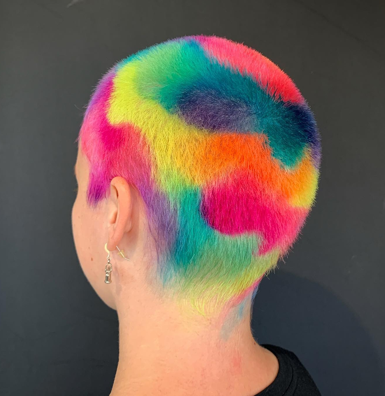 Rainbow Pattern Dyed Buzz Cut