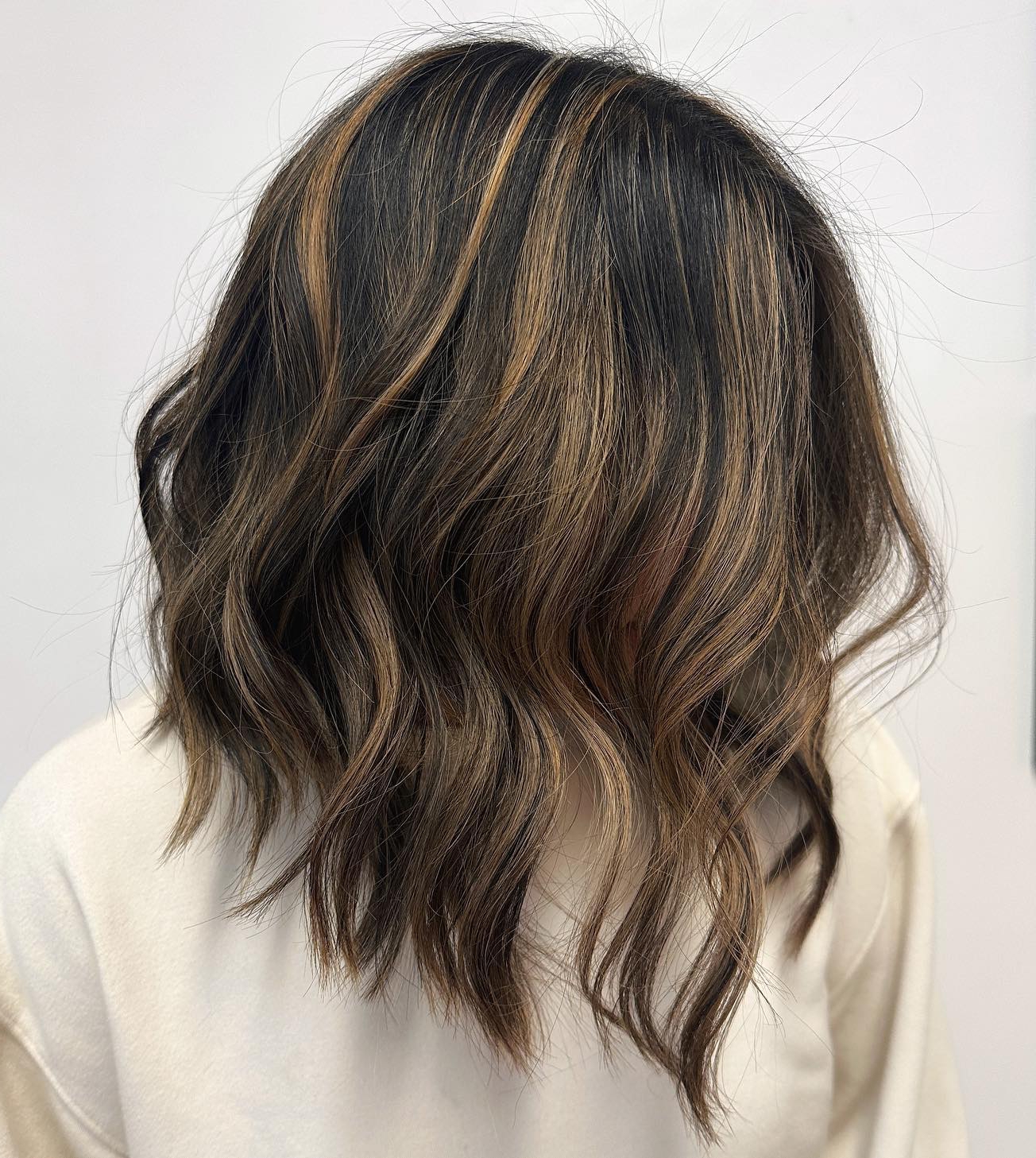 Short Dark Hair with Thin Blonde Highlights