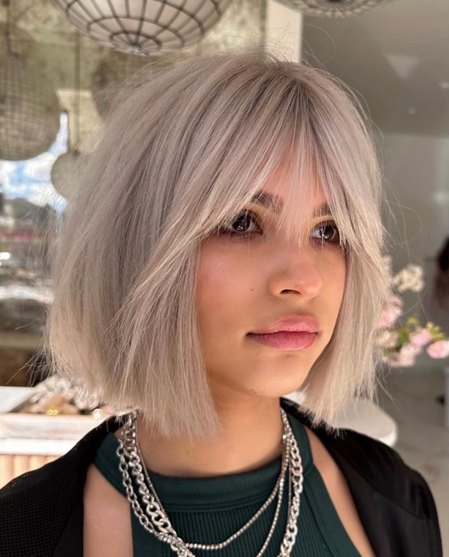 Blunt Blonde Bob With Bangs