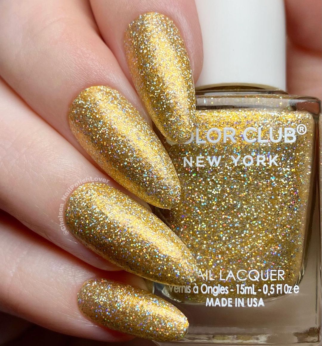 Bright Glitter Yellow Nails