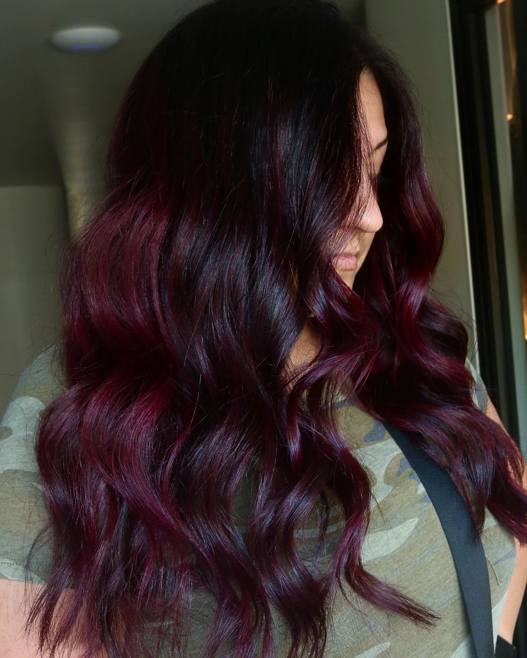 Plum Purple Ombre Hair on Long Dark Hair