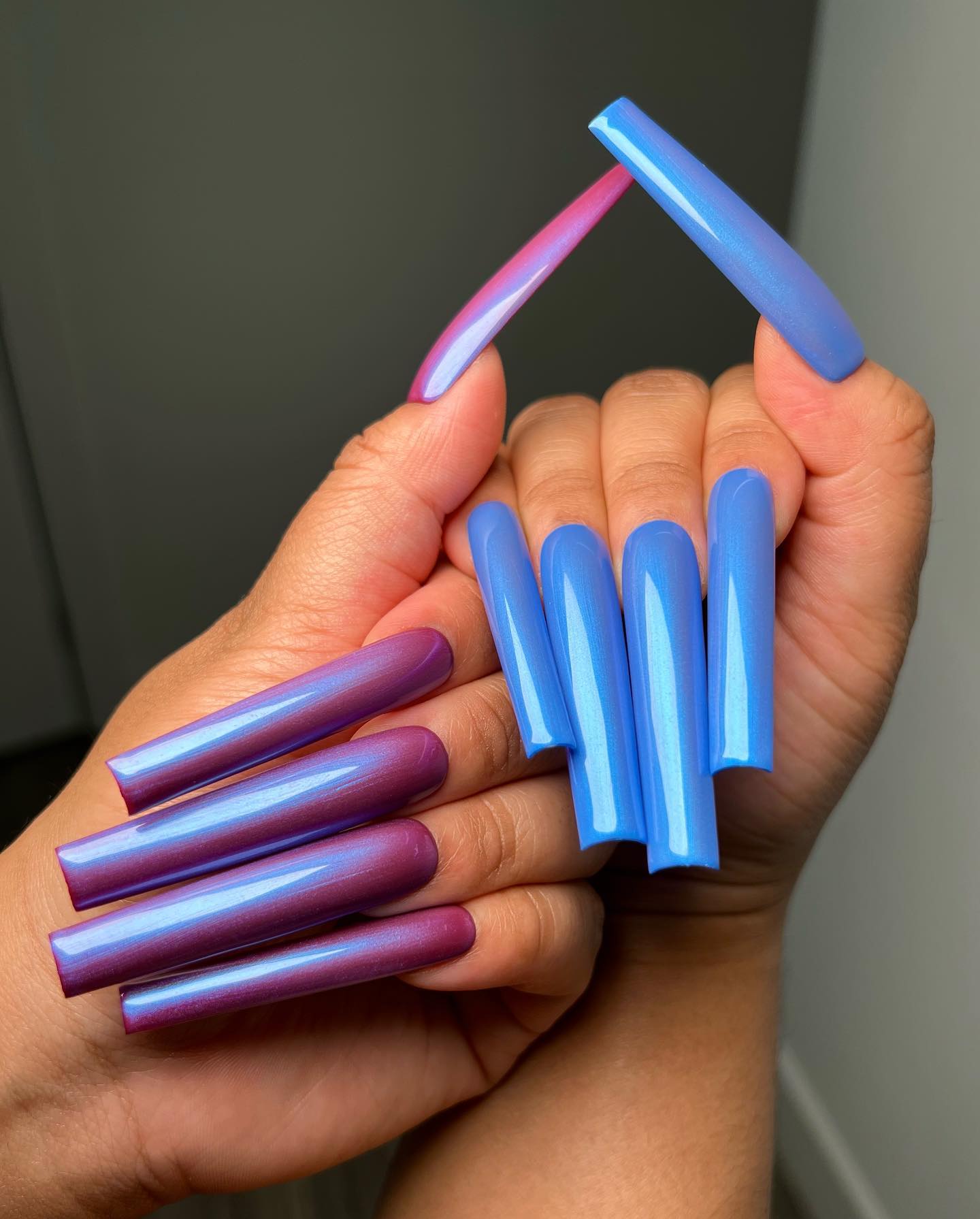 Very Long Blue and Purple Nails