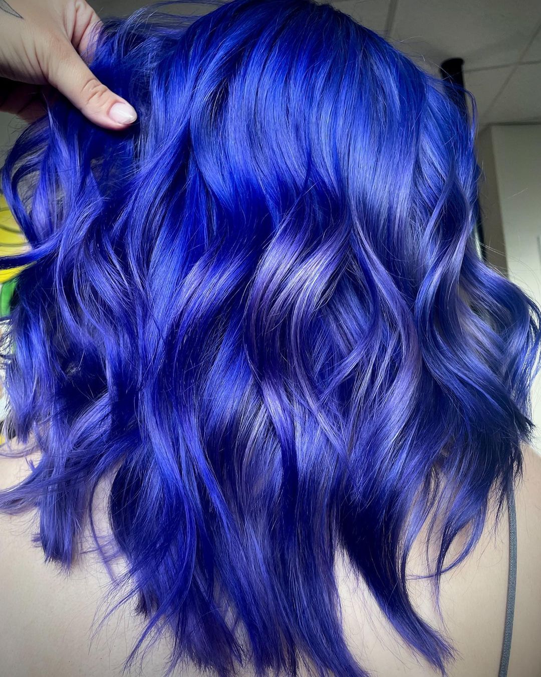 Bright Blue Galaxy Color on Bob Cut