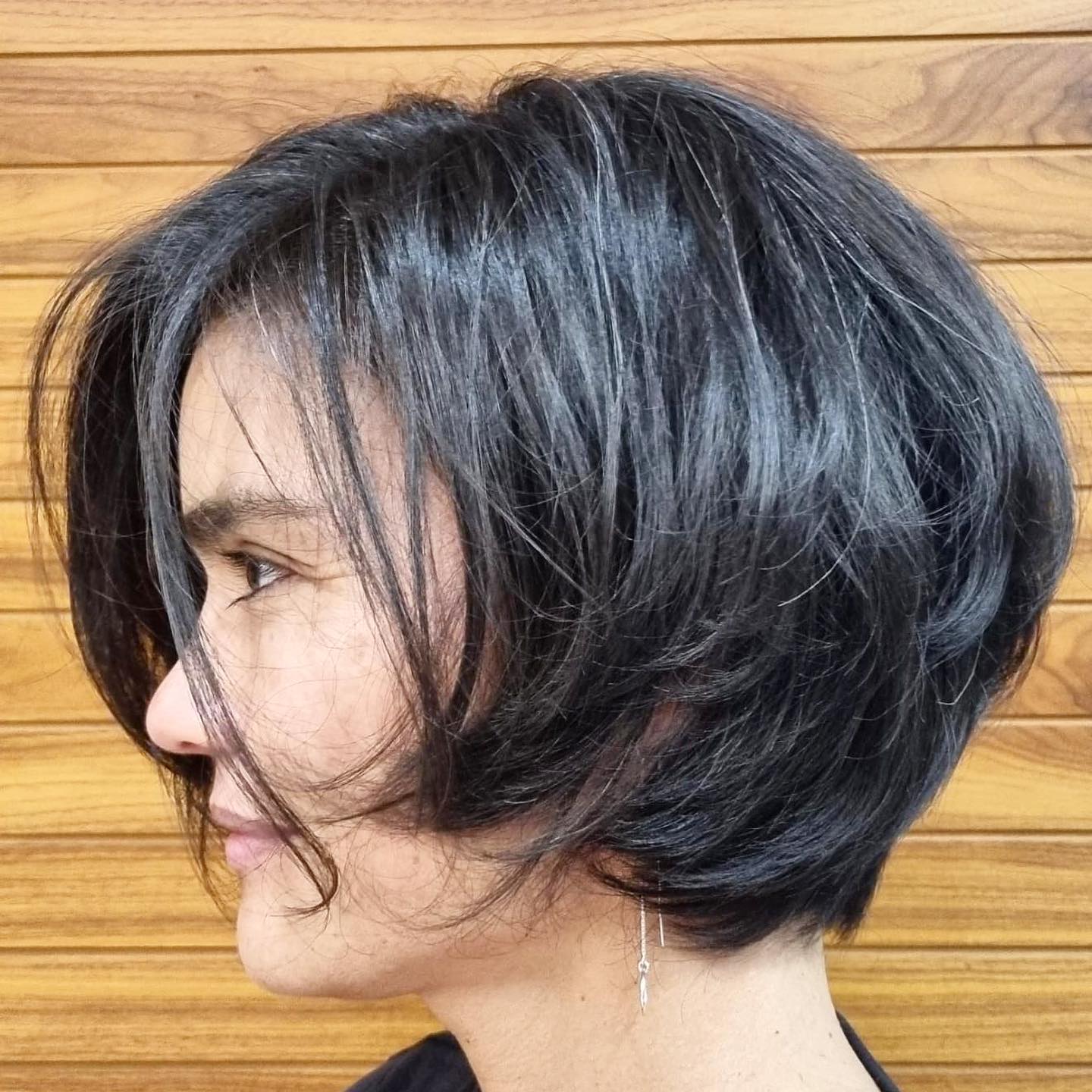 Feathered Pixie Bob Cut on Dark Hair