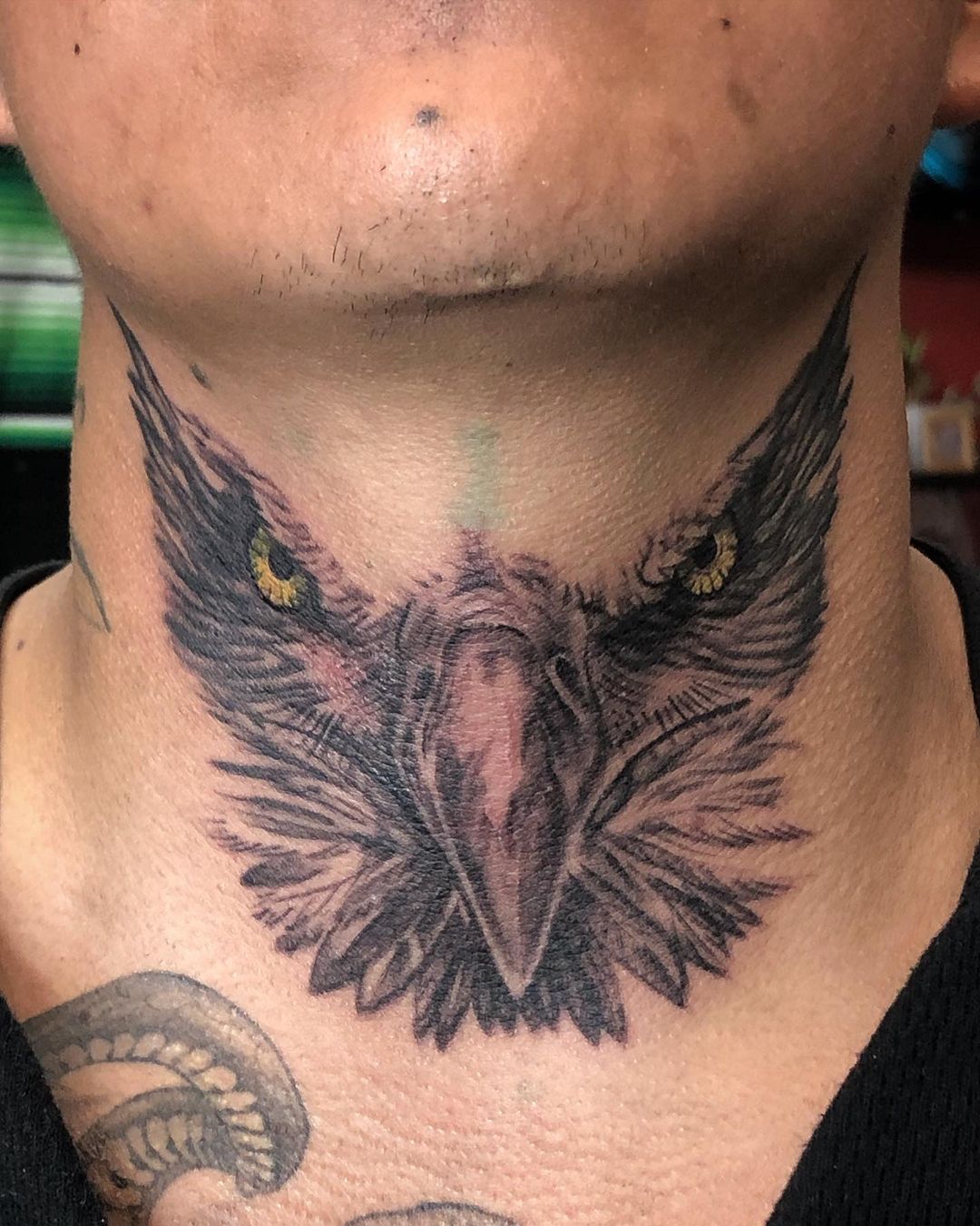 Front Neck Eagle Head Tattoo for Men