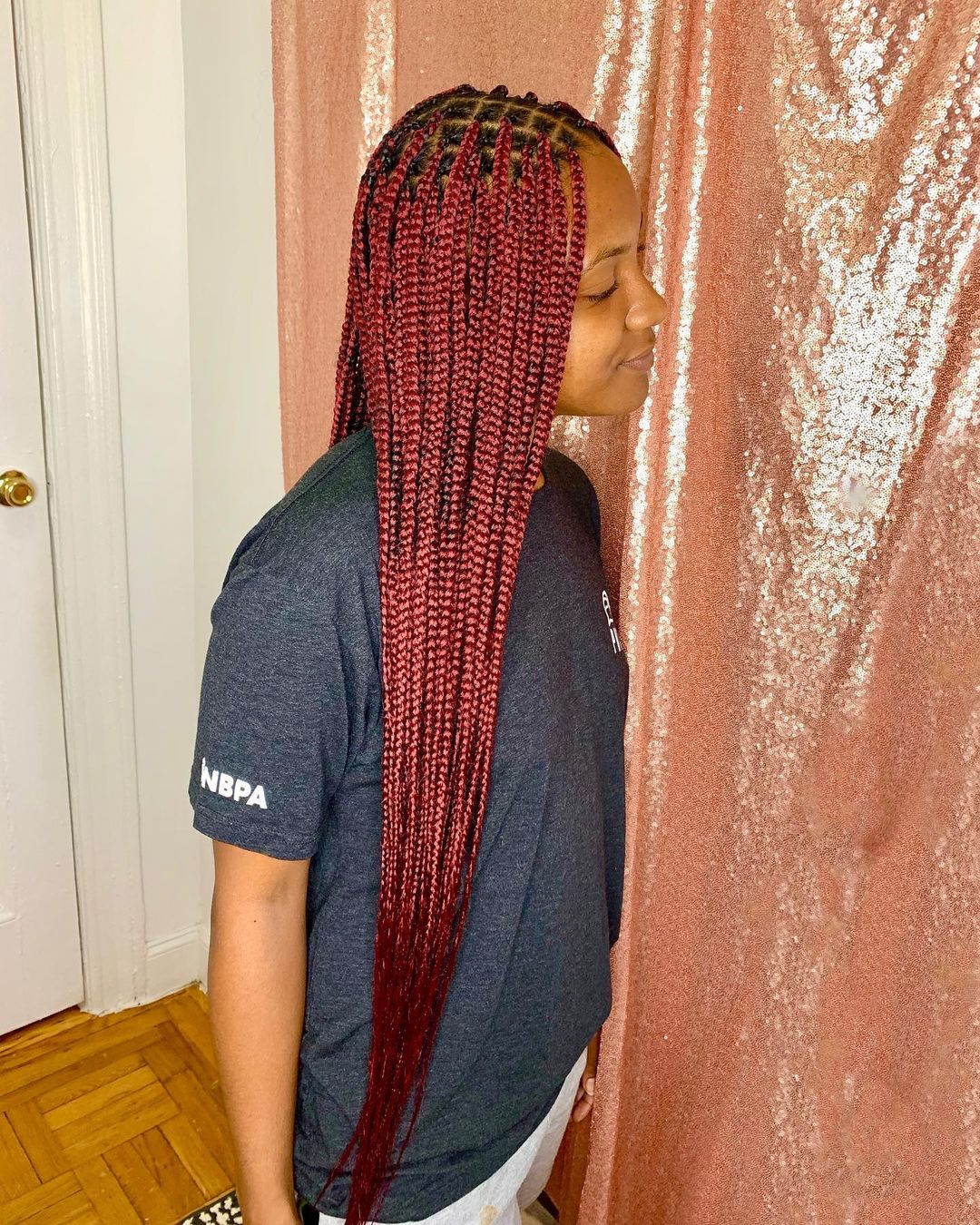 Maroon Twists on Natural Hair