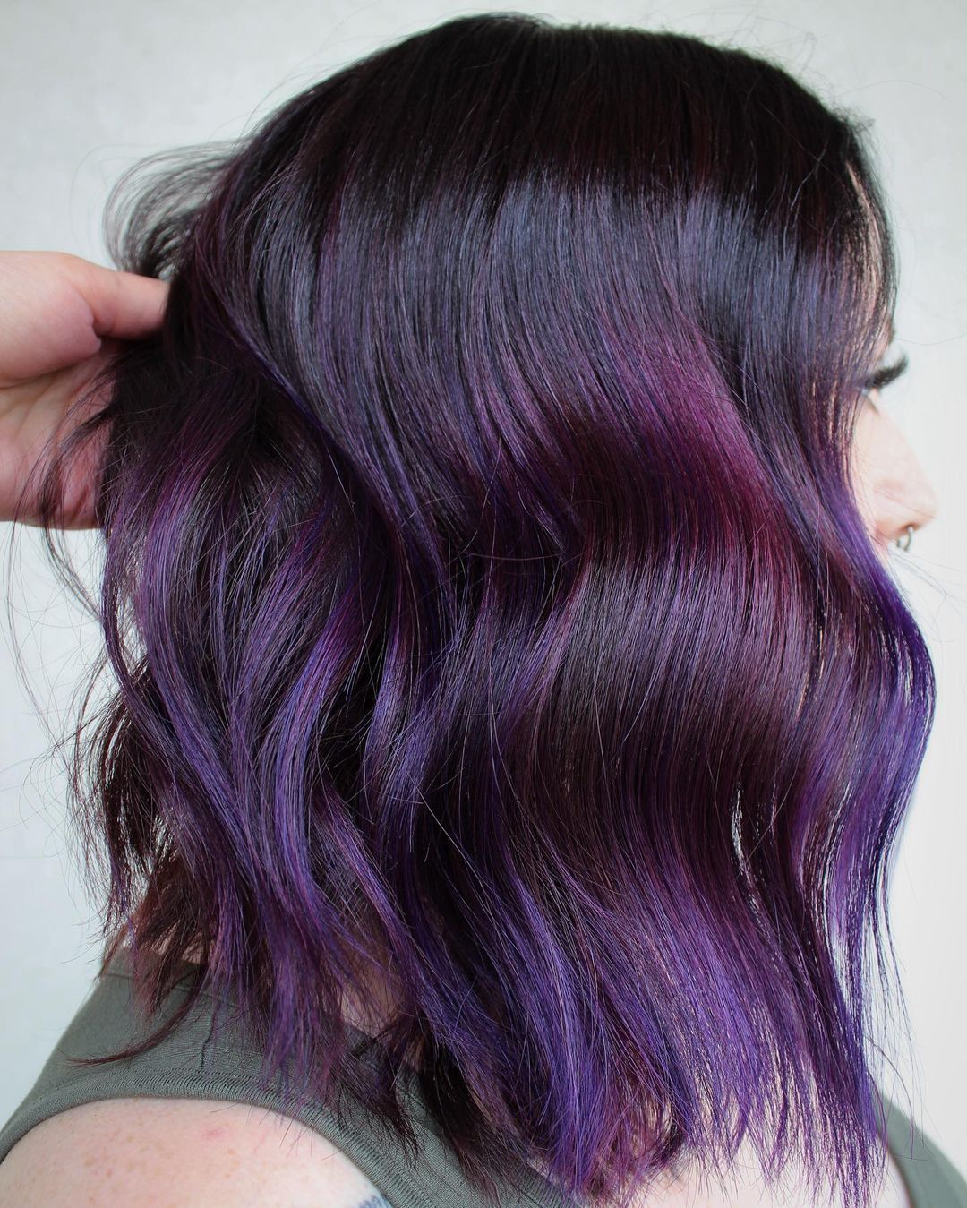 Plum Purple Ombre on Short Dark Hair