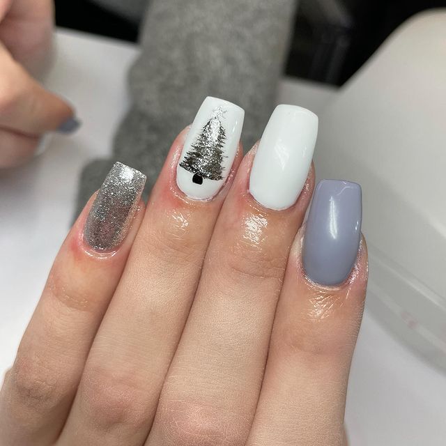 Versatile Silver Christmas Nails