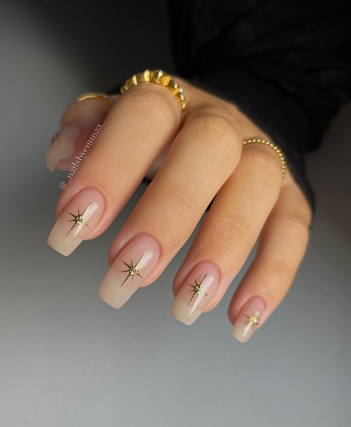 Clear Nails with Star Design