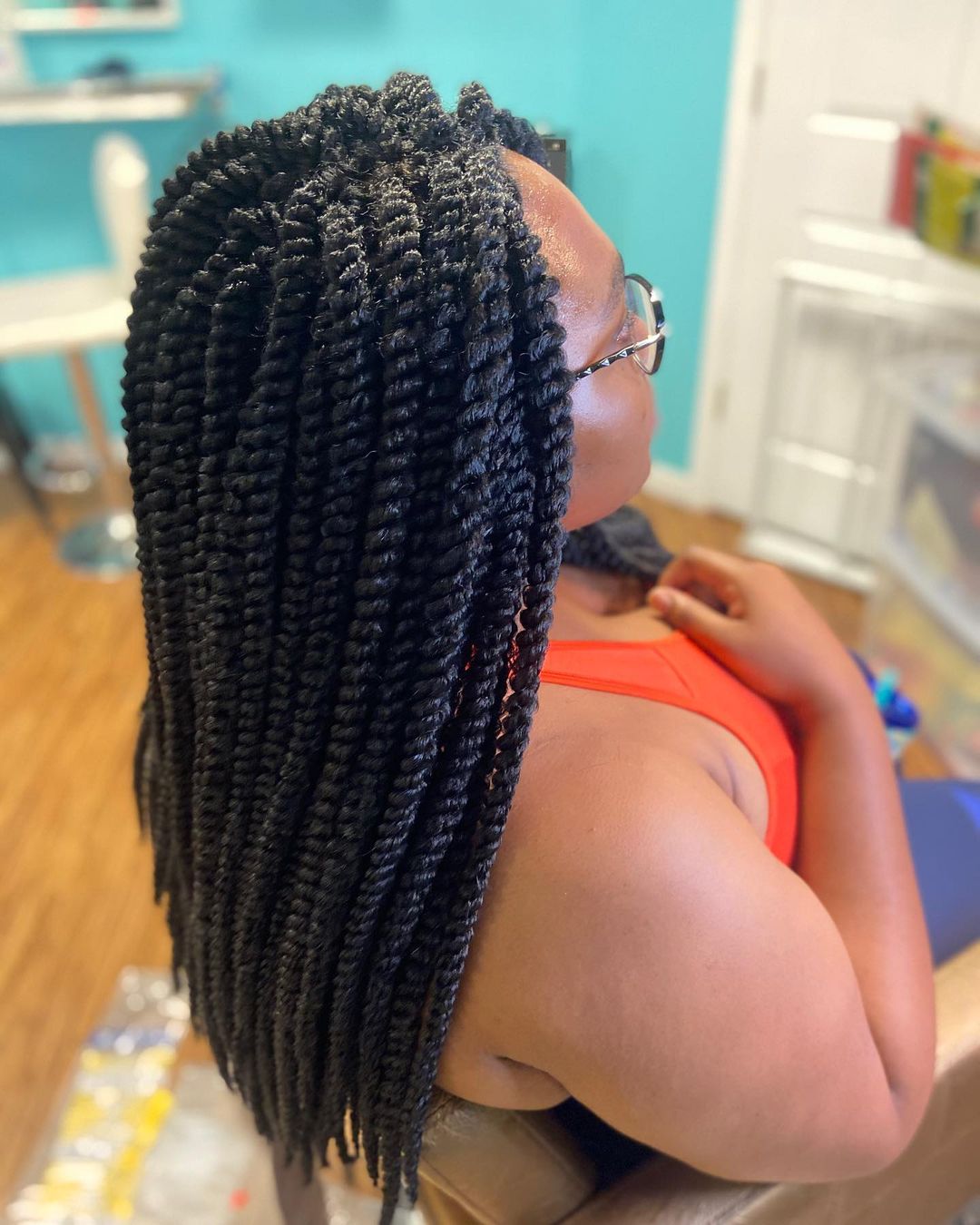 Crochet Twist Hairstyle on Long Black Hair