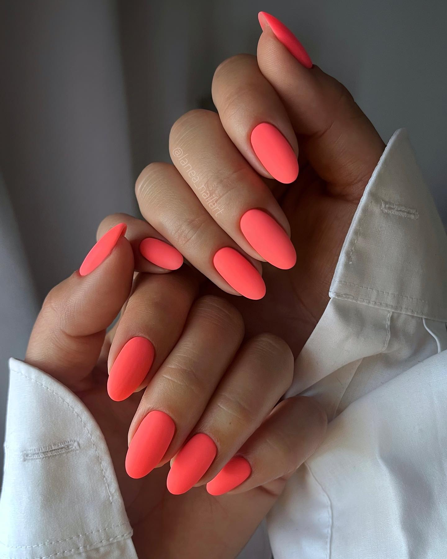 Matte Coral Orange Nails