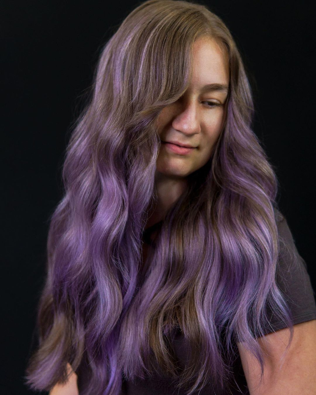 Metallic Purple Ombre on Long Dirty Blonde Hair
