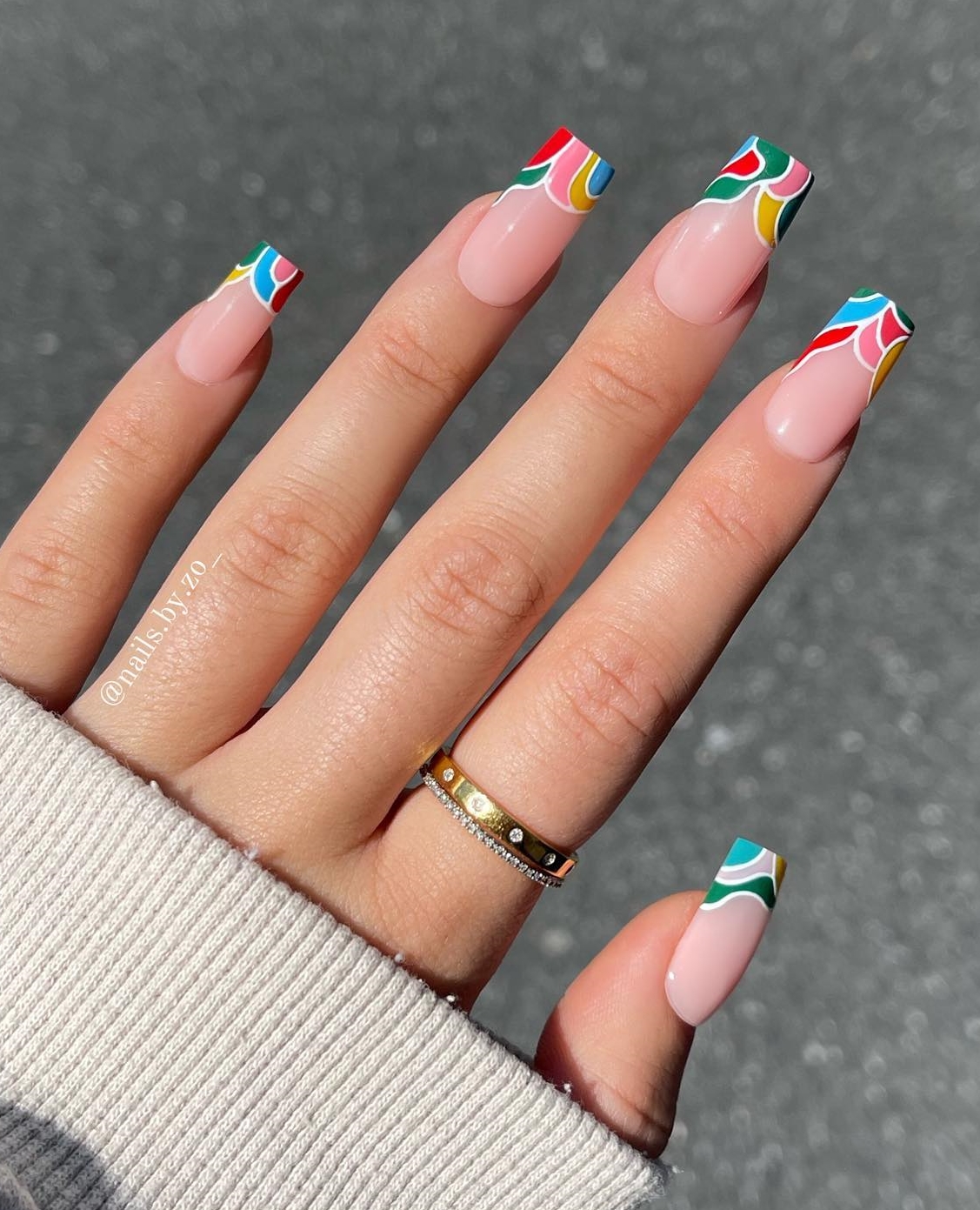 Square Nails with Colorful Tips