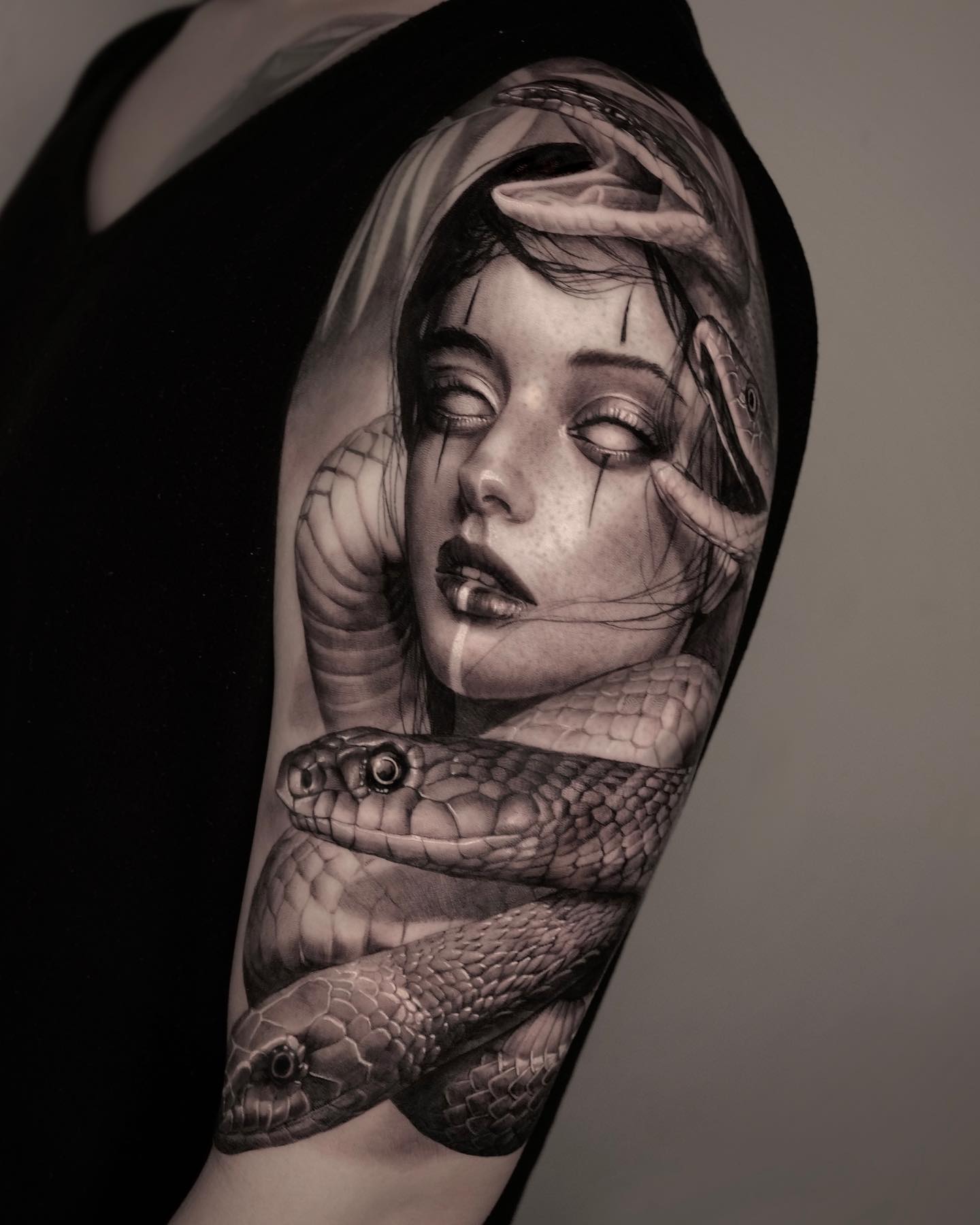 3D Medusa Half-Sleeve Tattoo