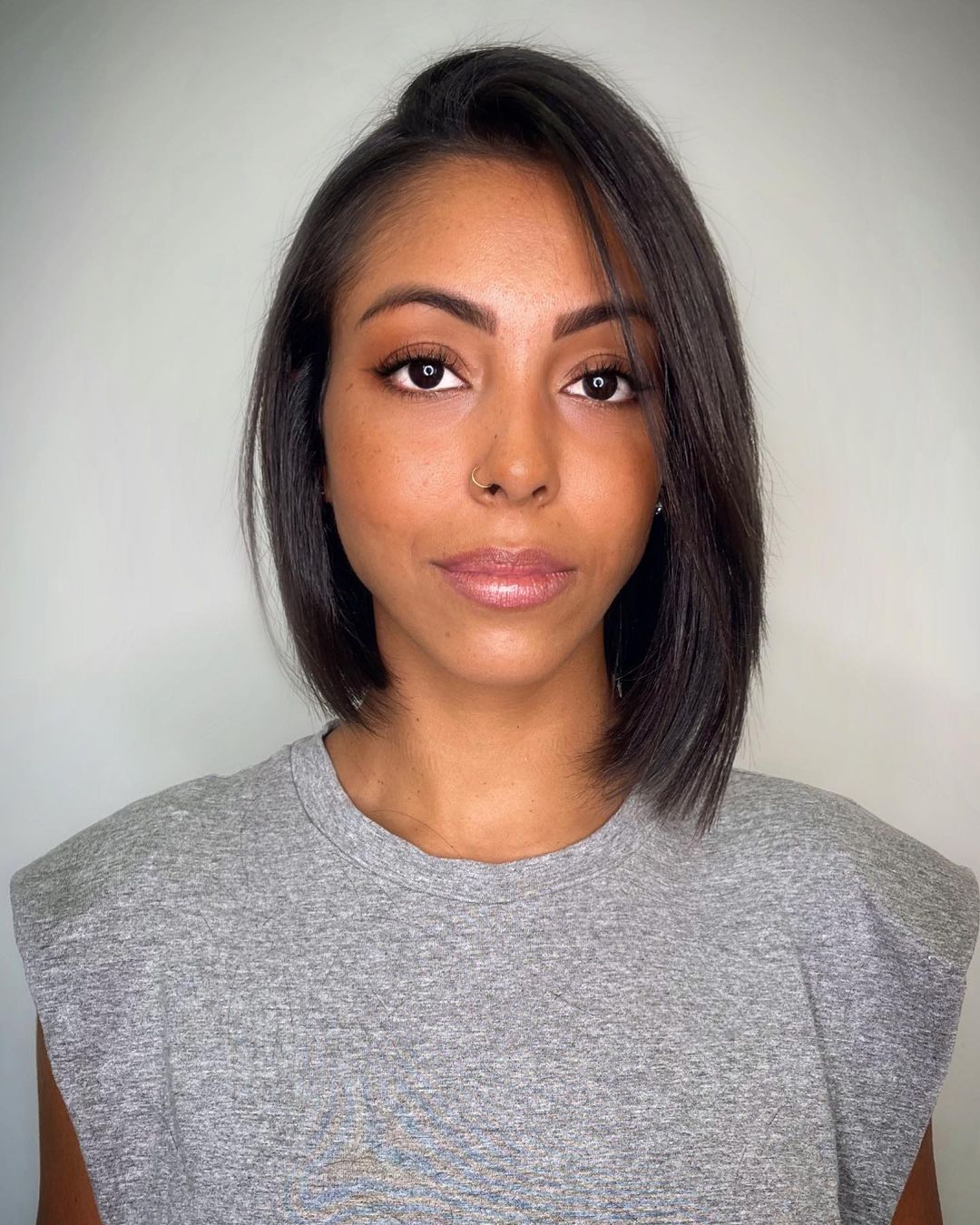 Asymmetrical Bob on Straight Black Hair