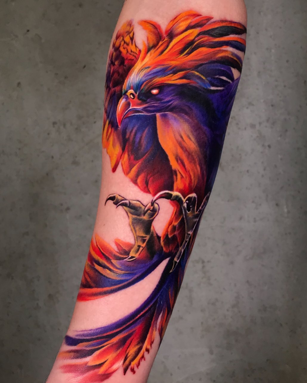 Colorful 3D Phoenix Tattoo