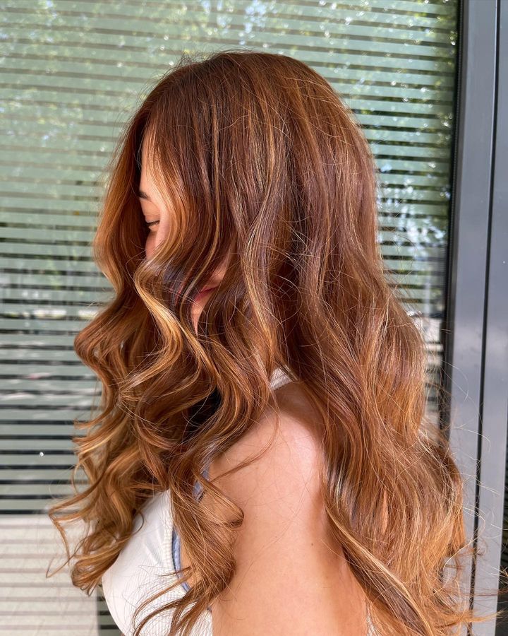 Copper Brown Hair with Strawberry Blonde Highlights