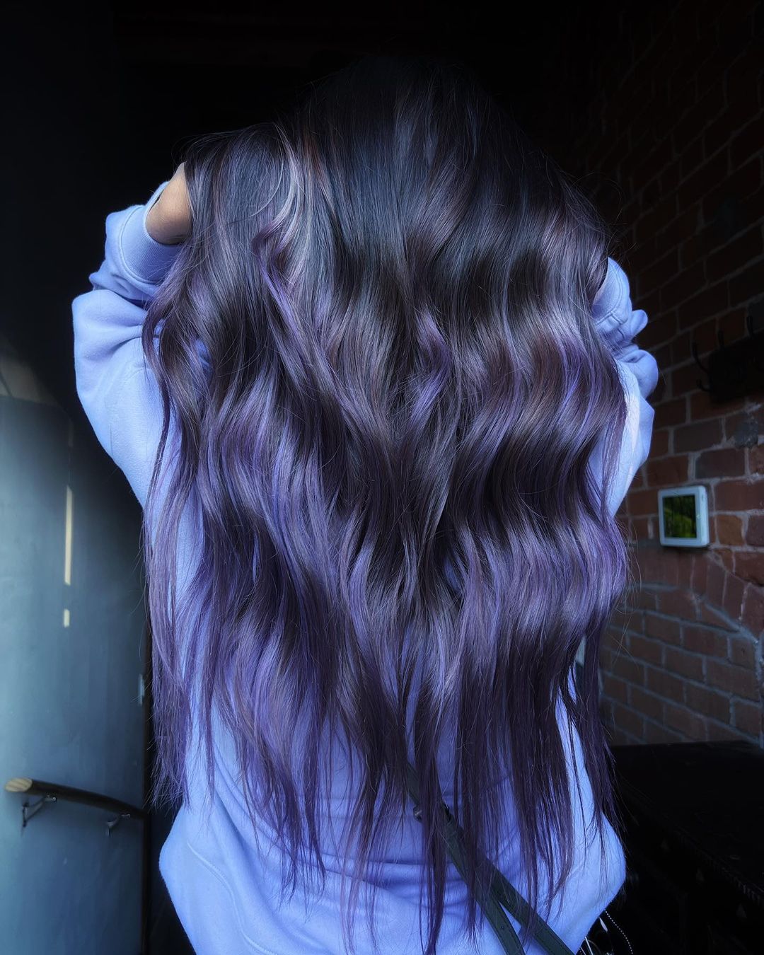 Metallic Purple Ombre on Long Dark Hair