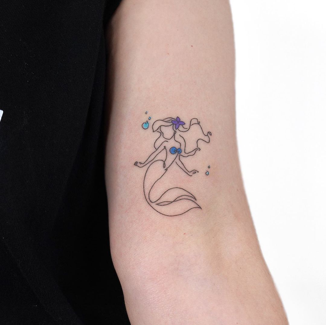 Seductive Minimalist Mermaid Tattoo