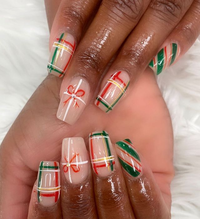 Christmas Present Decorations for Nails