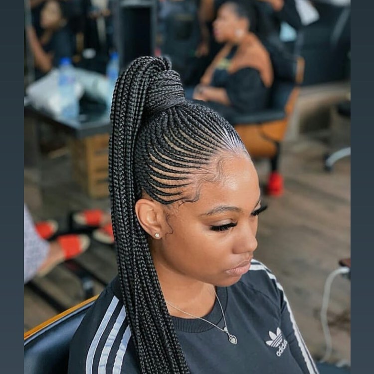 Sleek Knotless Braids In A Ponytail