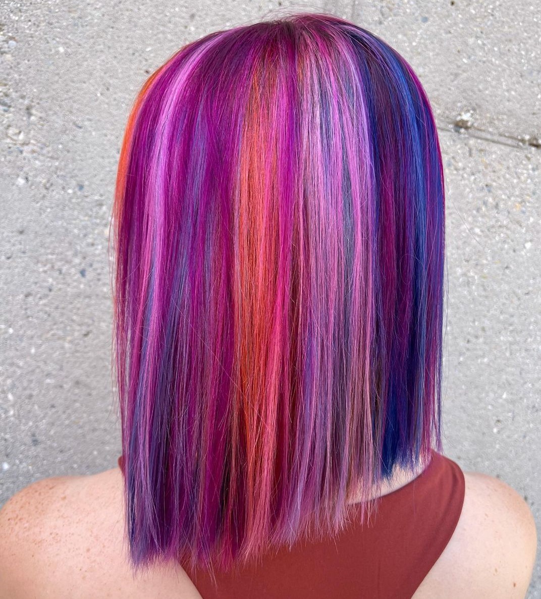 Lavender and Magenta Galaxy on Short Straight Hair