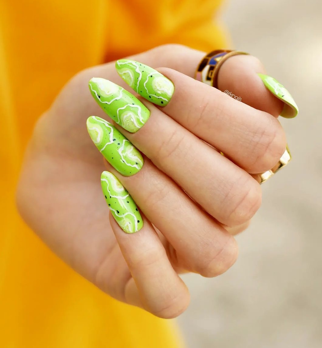 Light Green Almond Nails