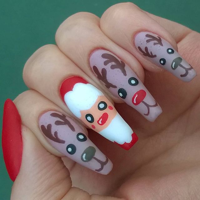 Santa Claus Themed Nail Design