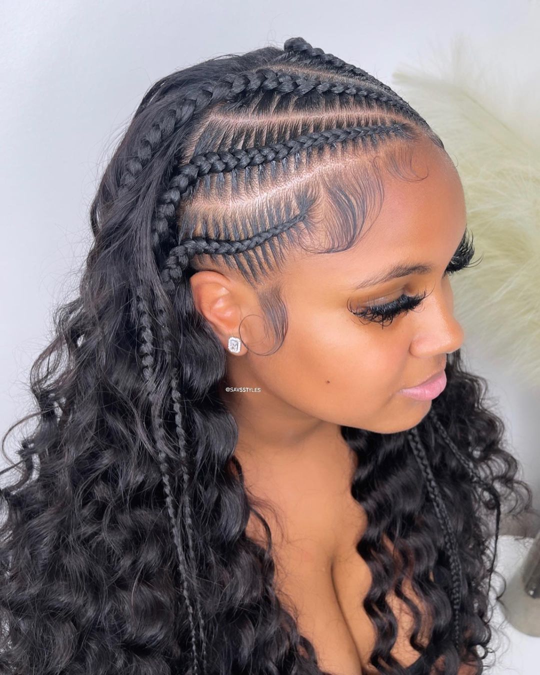 Stitch Braids on Wavy Long Hair