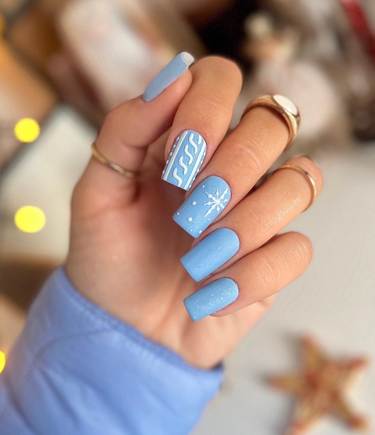 Light Blue Winter Nails