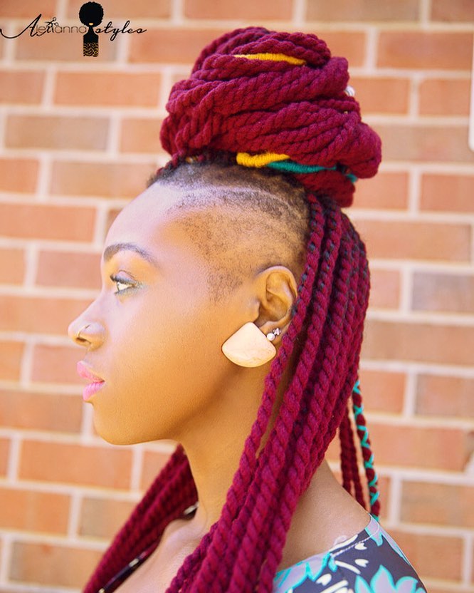 Yarn Red Twists with High Bun