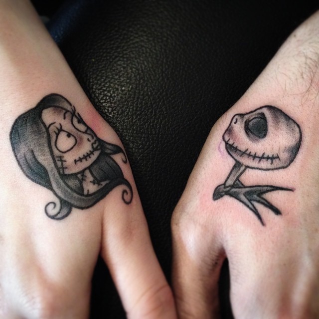 Classic Nightmare Before Christmas Couple Tattoos