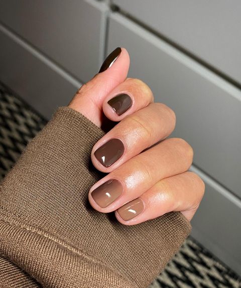 Short Brown Ombre Nails