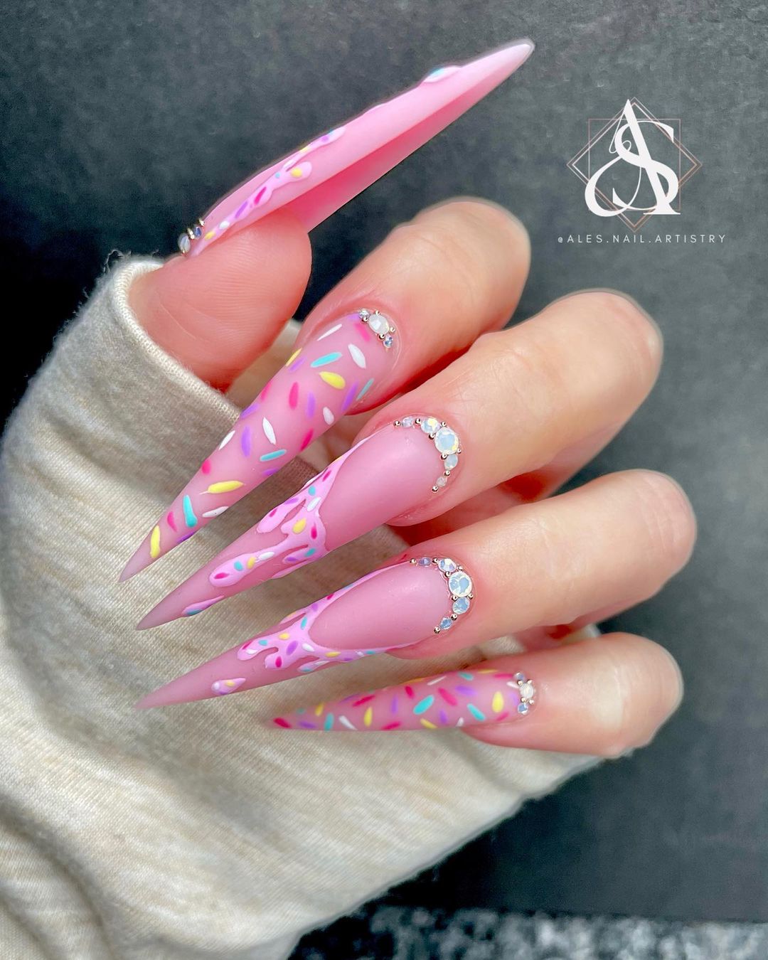 Sweet Pink Stiletto Nails