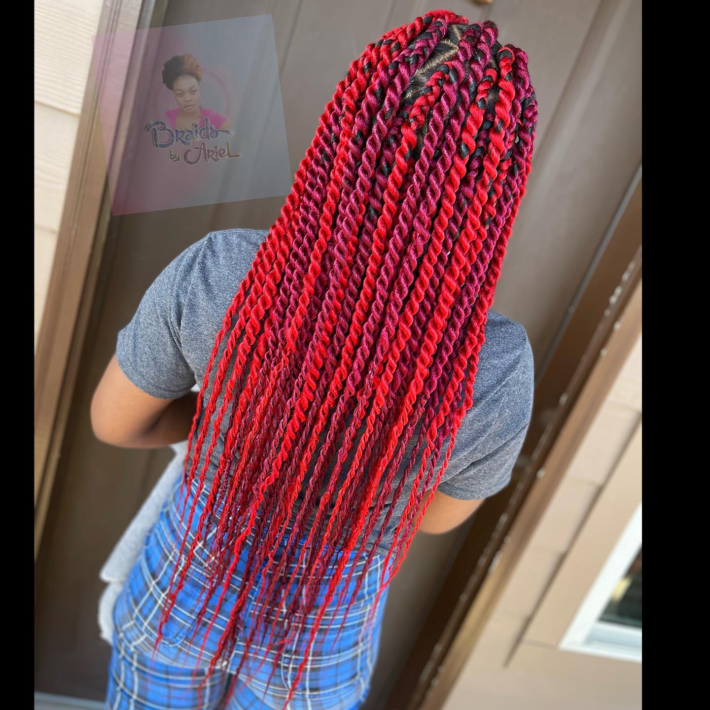 Havana Red Twist Hairstyle on Long Hair