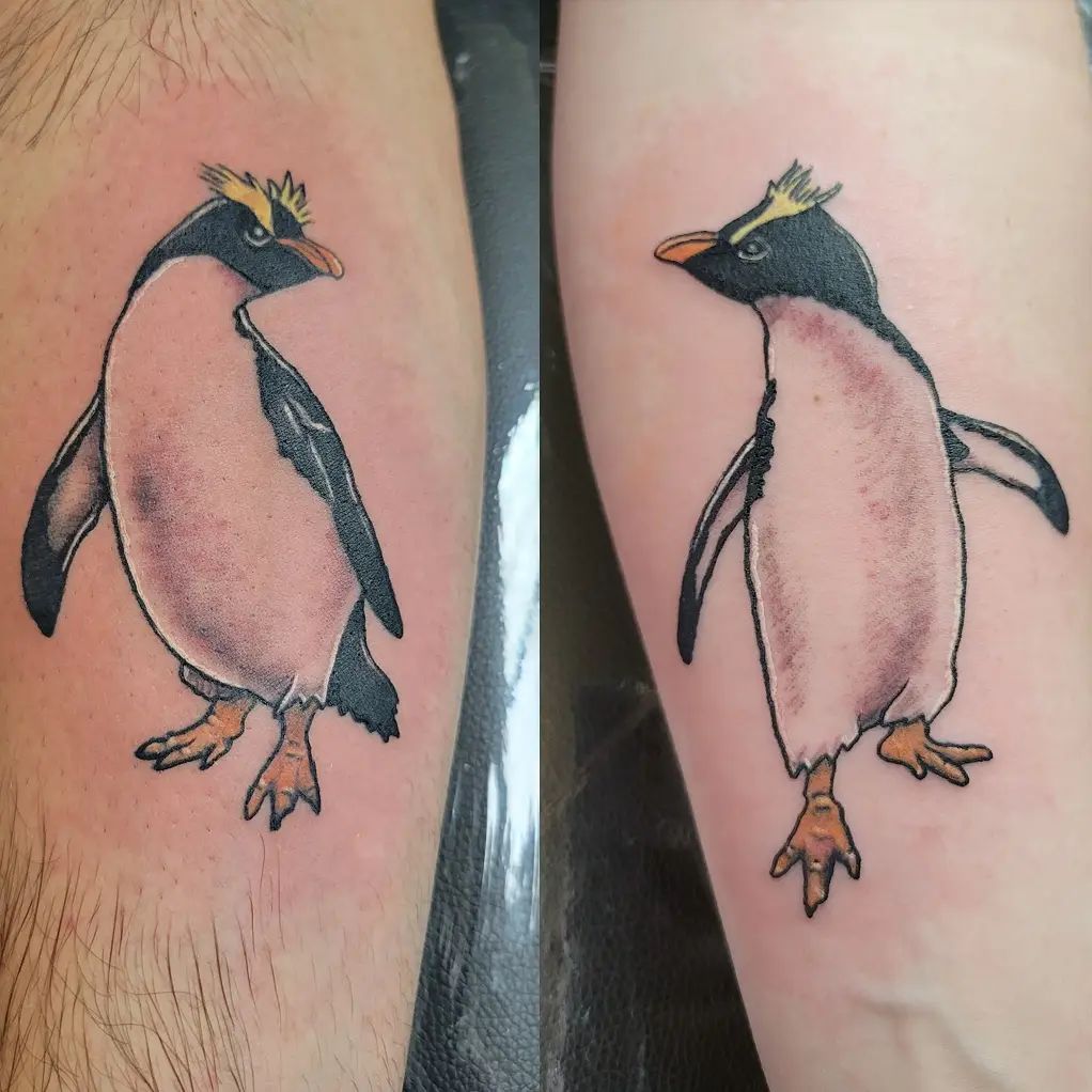 Cute Penguin Couple Tattoo Design