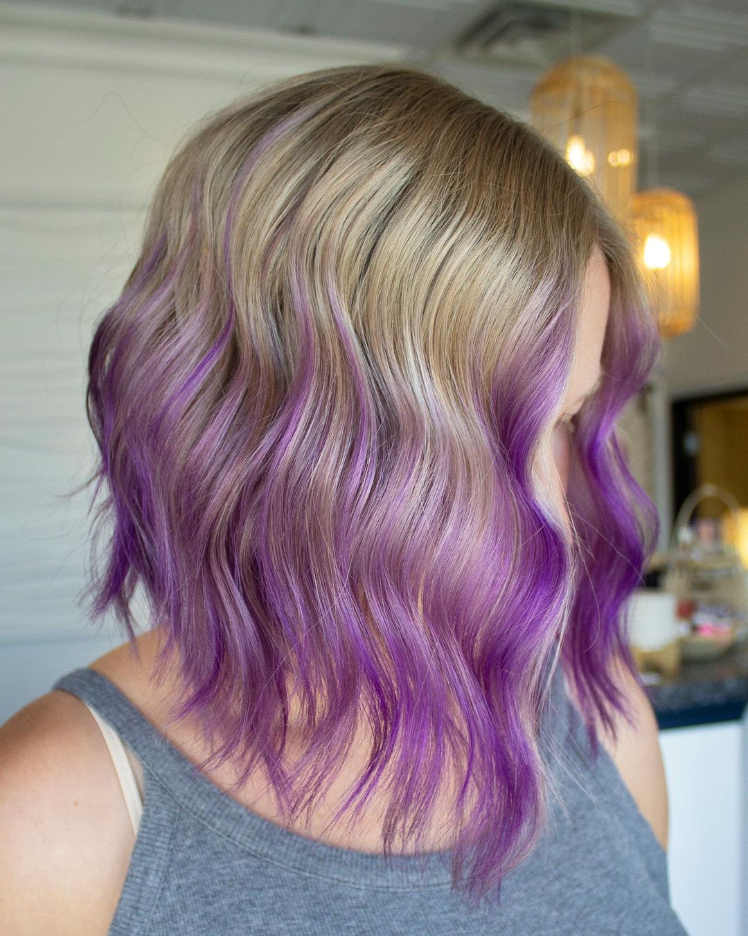 Purple Ombre on Short Blonde Hair