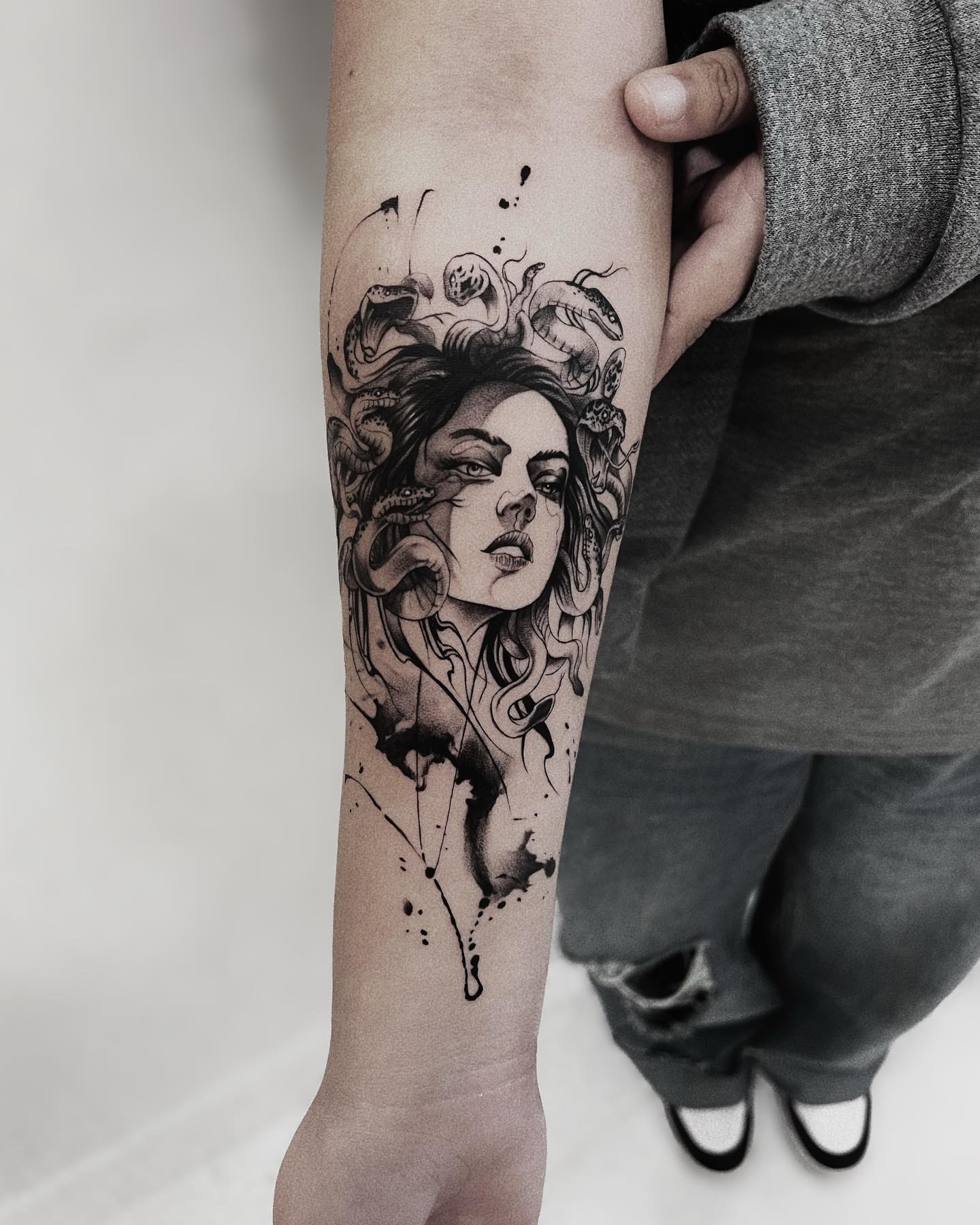 Black Medusa Tattoo on Arm